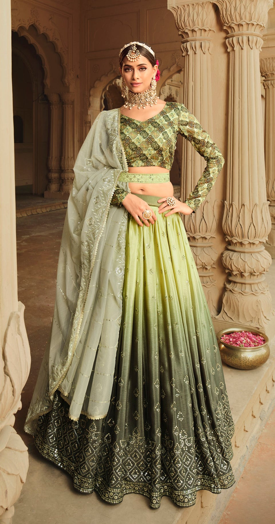 Beautiful Pista Color Lehenga Choli For Wedding - Joshindia
