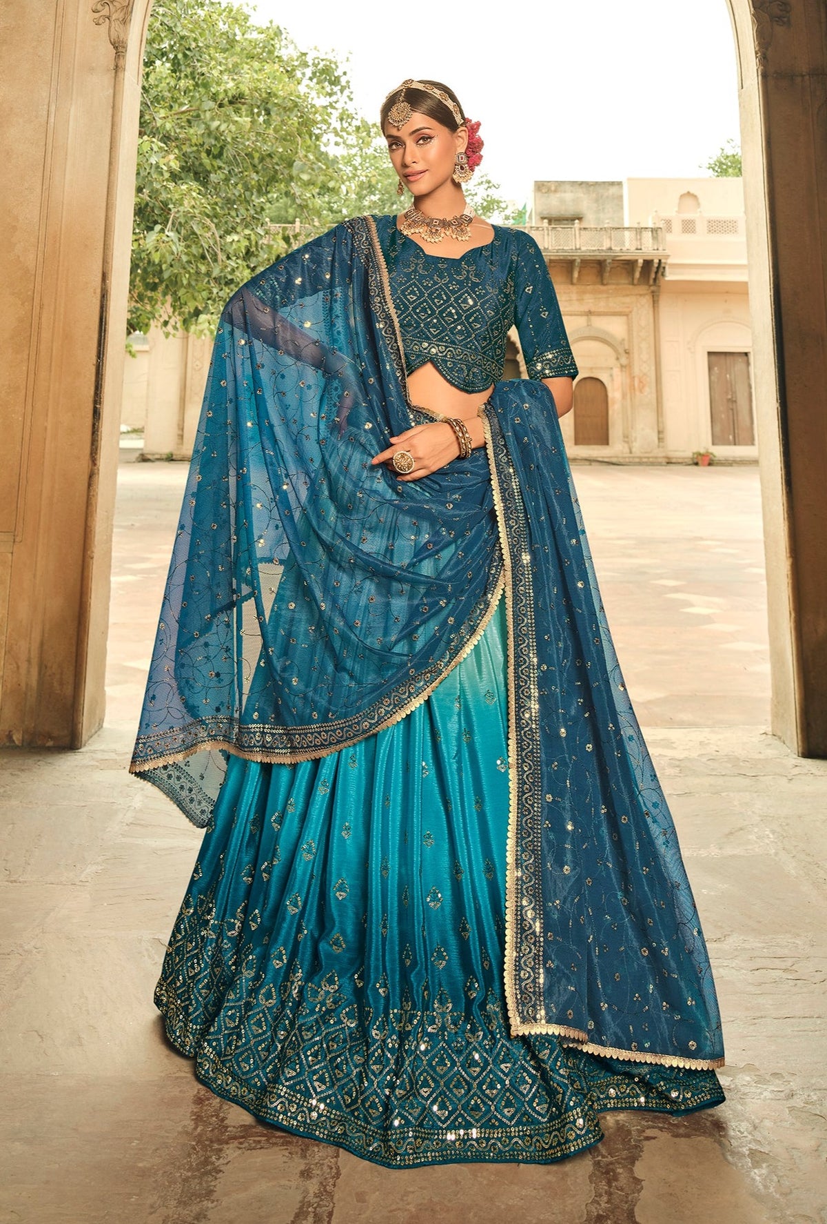 Beautiful Blue Color Lehenga Choli For Wedding - Joshindia
