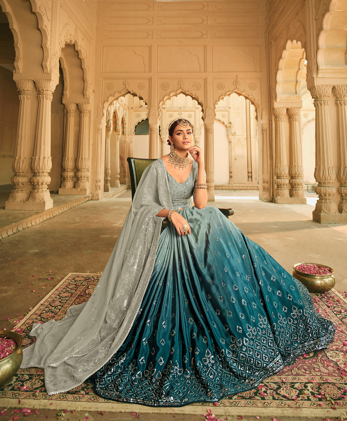 Beautiful Grey Color Lehenga Choli For Wedding - Joshindia