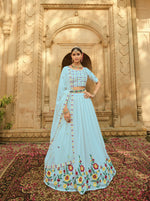 Gorgeous Sky Blue Color Lehenga Choli For Wedding Occasion - Joshindia