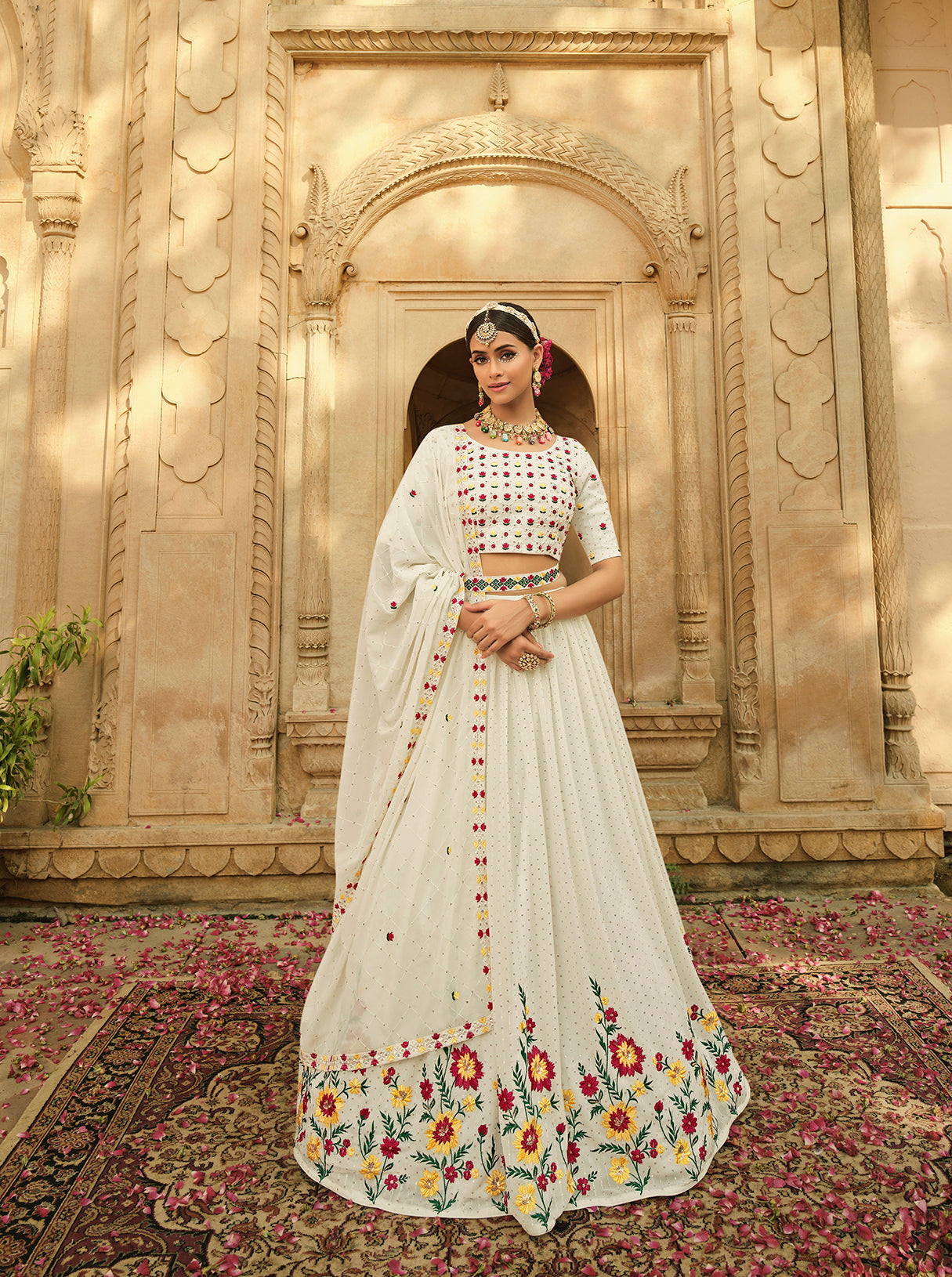 Gorgeous White Color Lehenga Choli For Wedding Occasion