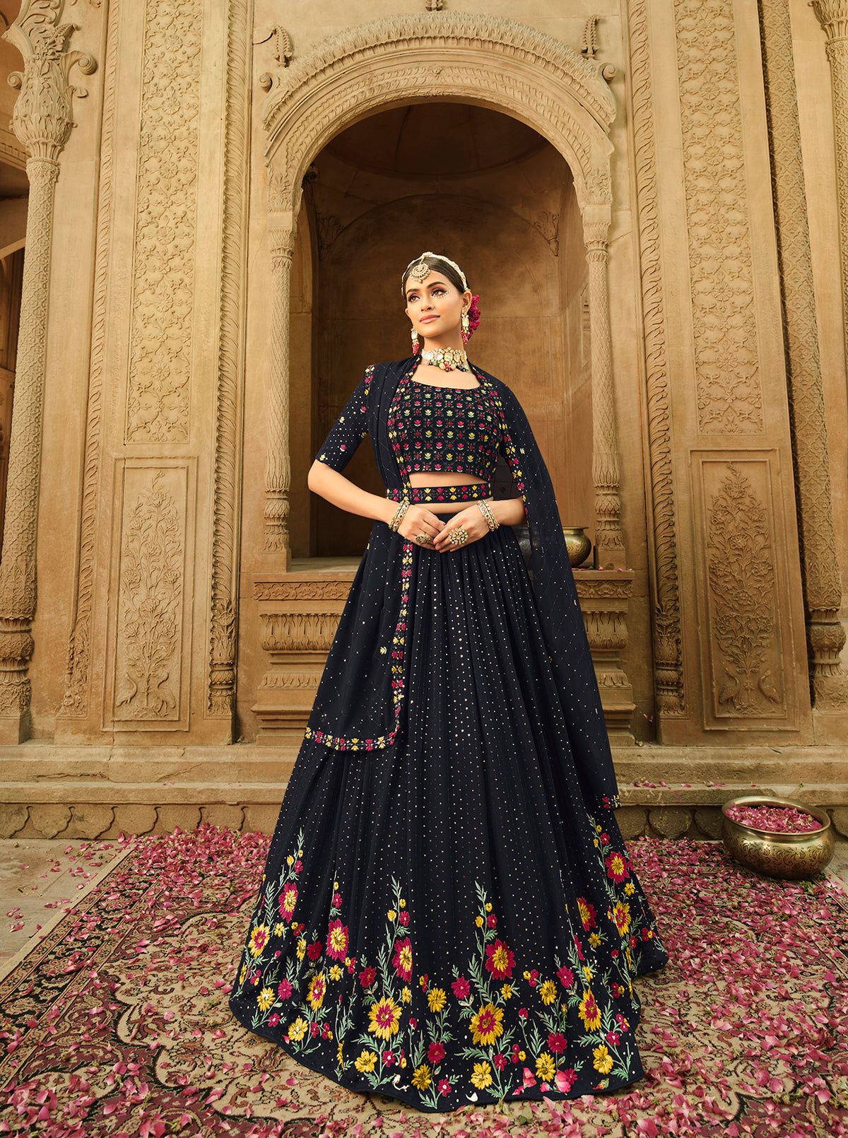 Gorgeous Blue Color Lehenga Choli For Wedding Occasion - Joshindia