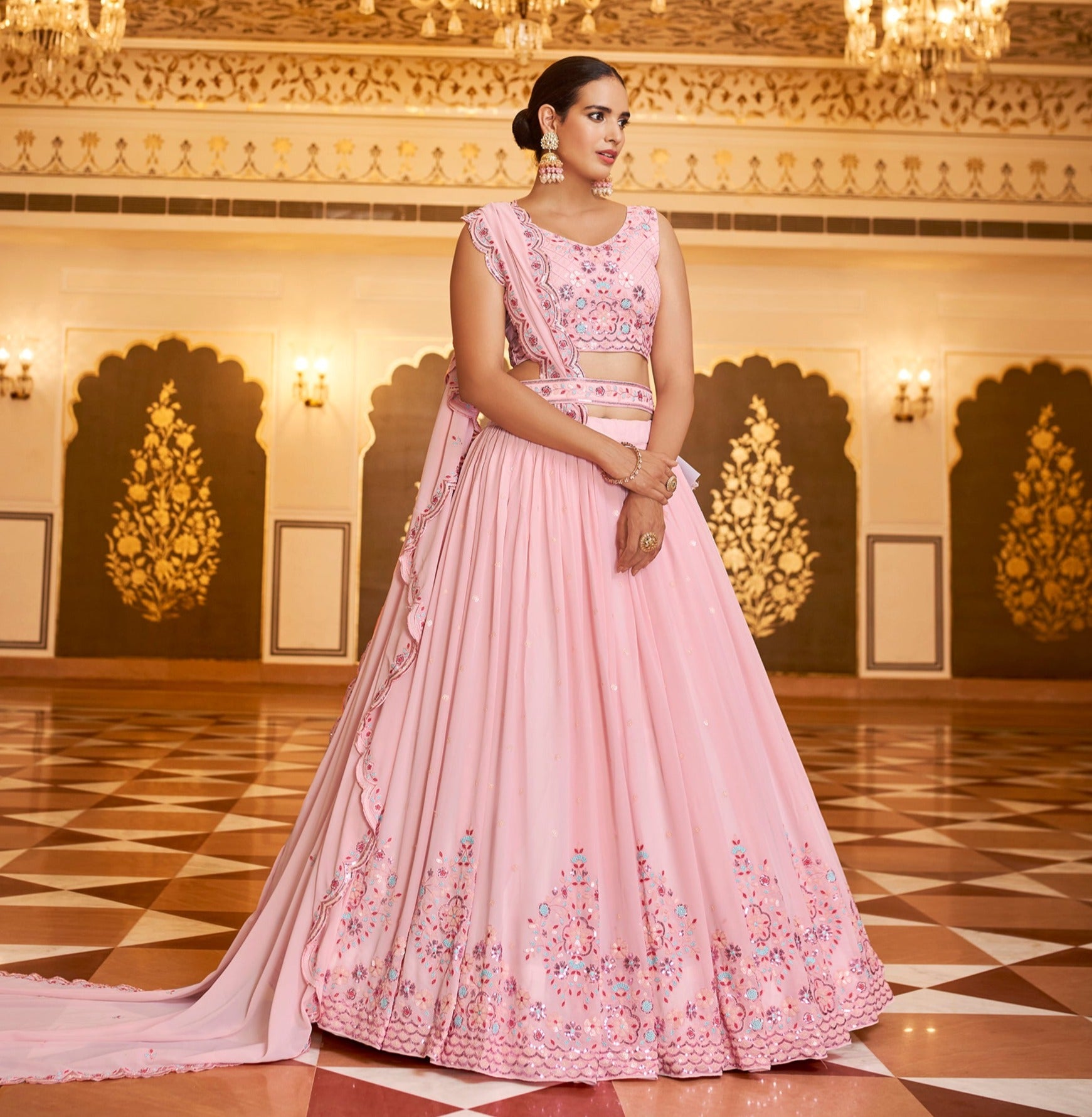 Pink color lehenga choli store
