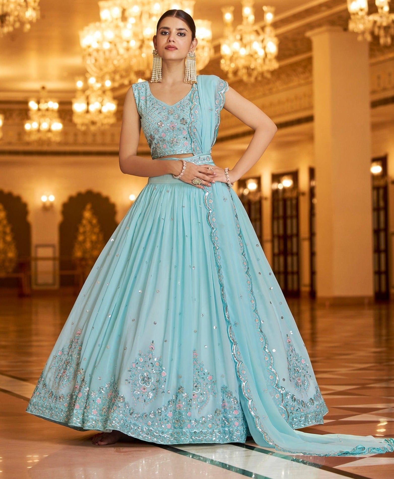 sky blue Colour Gown