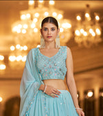 Amazing Sky Blue Color Lehenga Choli For Wedding - Joshindia