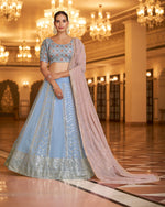 Amazing Powder Blue Color Lehenga Choli For Wedding - Joshindia