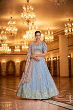 Amazing Powder Blue Color Lehenga Choli For Wedding - Joshindia