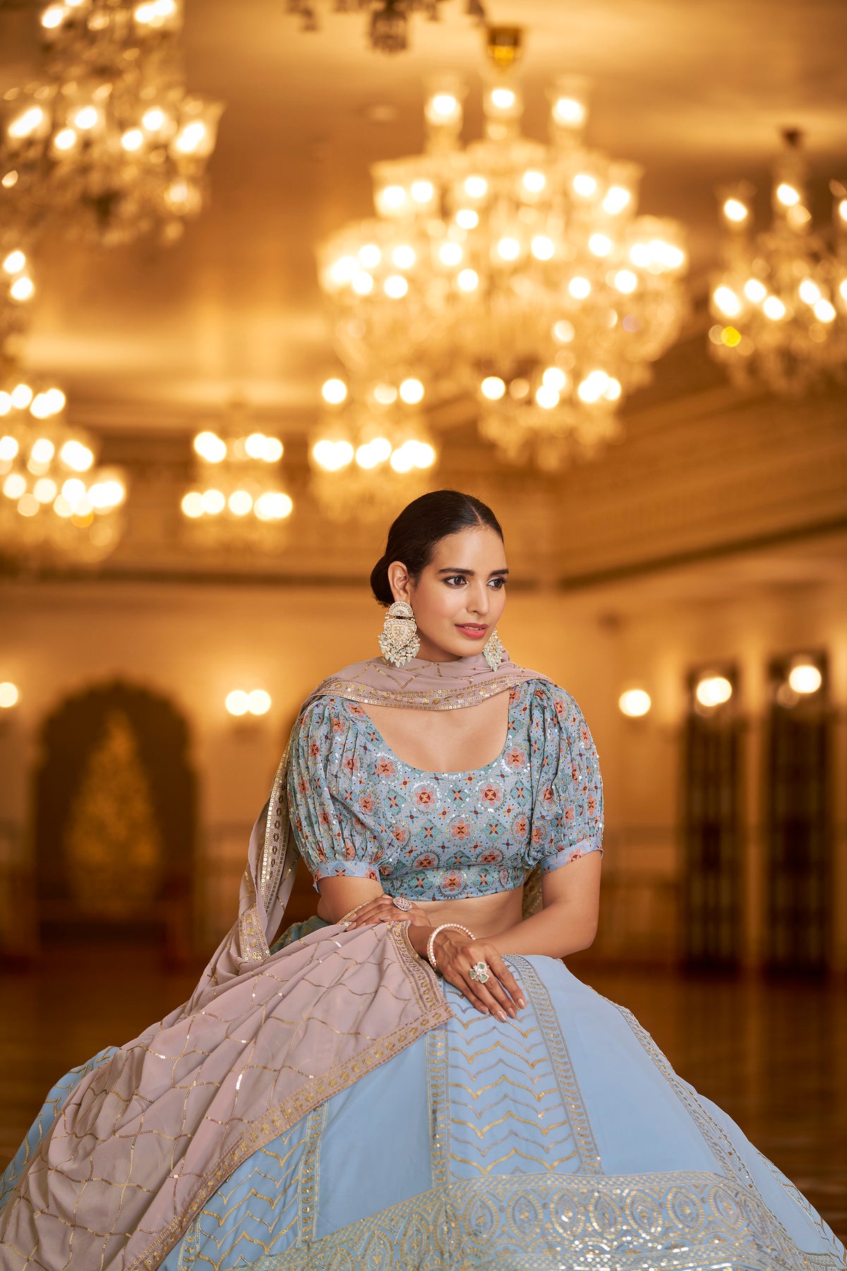 Amazing Powder Blue Color Lehenga Choli For Wedding - Joshindia