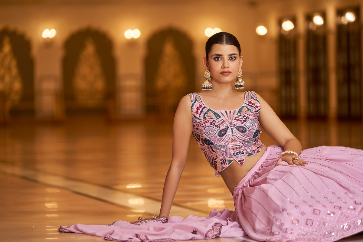 Amazing Dusty Pink Color Lehenga Choli For Wedding - Joshindia
