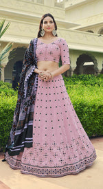 Dusty Pink Color Designer Embroidered Sequince Work Lehenga Choli - Joshindia