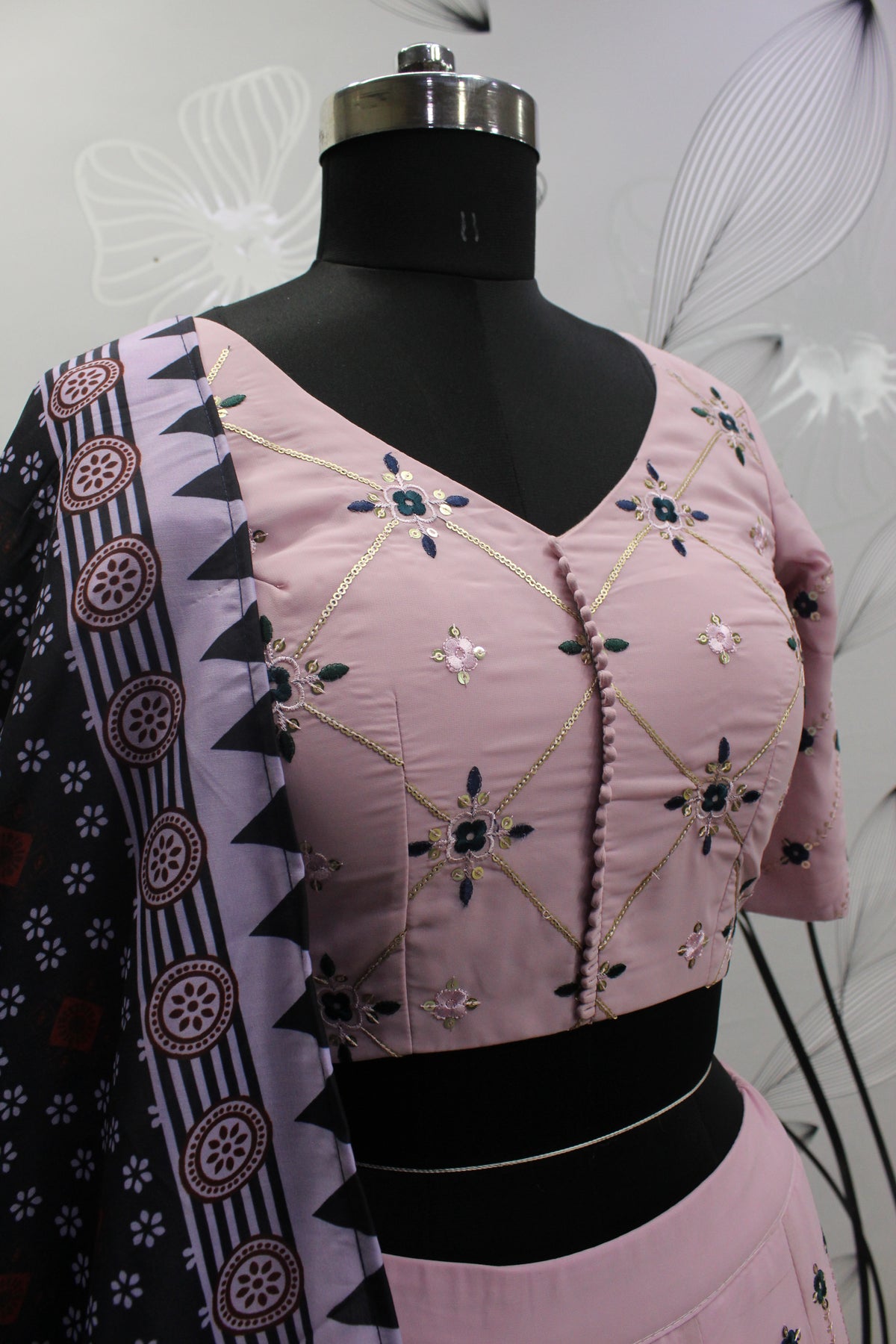 Dusty Pink Color Designer Embroidered Sequince Work Lehenga Choli - Joshindia