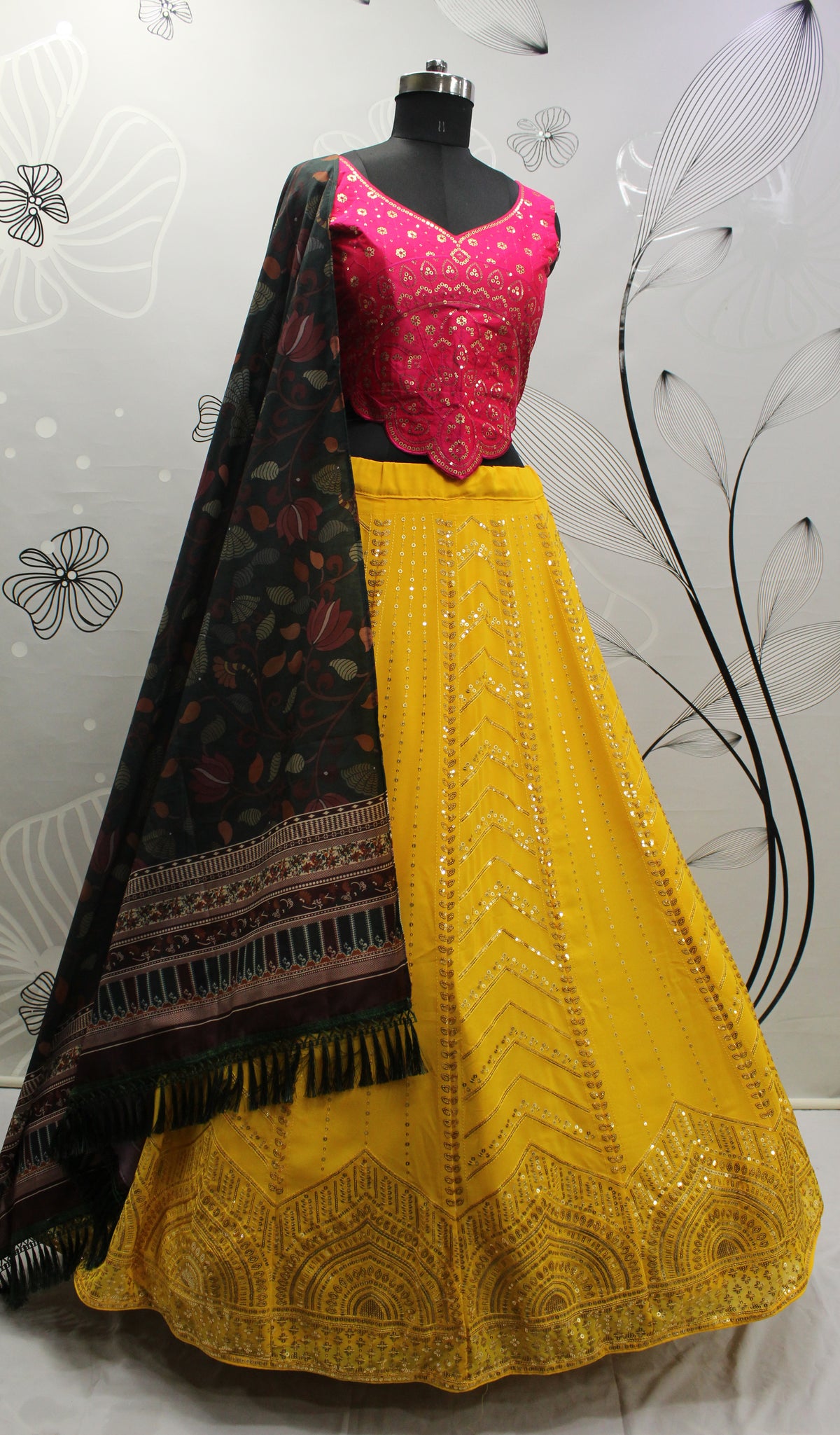 Dusty Yellow Color Designer Embroidered Sequince Work Lehenga Choli - Joshindia