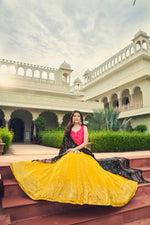 Dusty Yellow Color Designer Embroidered Sequince Work Lehenga Choli - Joshindia
