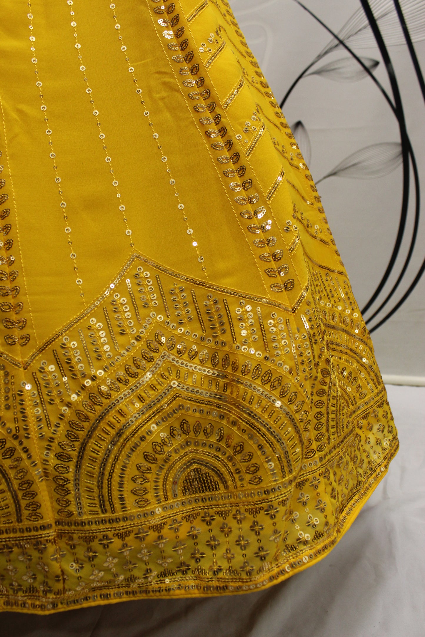 Dusty Yellow Color Designer Embroidered Sequince Work Lehenga Choli