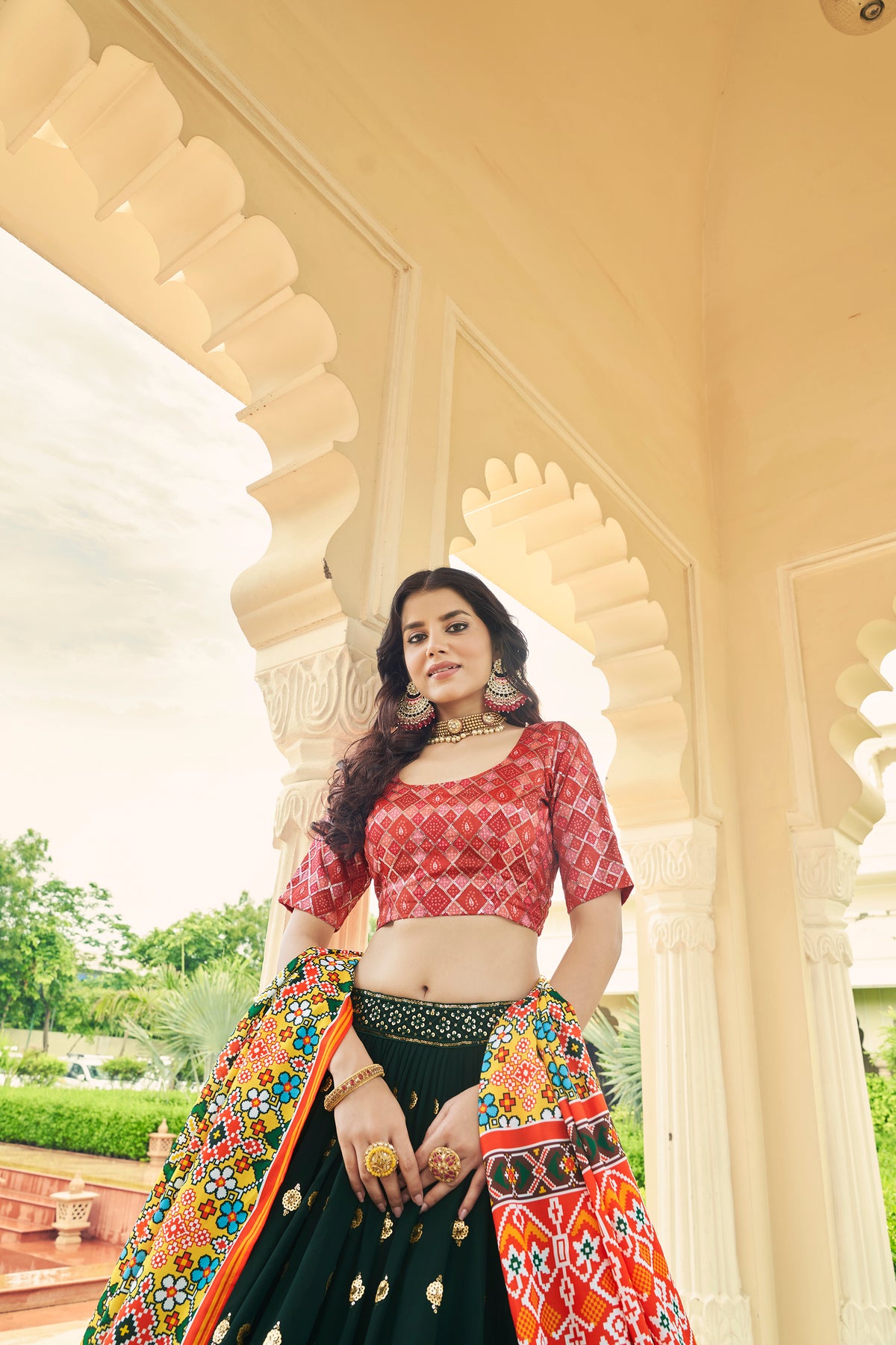 Green Color Designer Embroidered Sequince Work Lehenga Choli - Joshindia