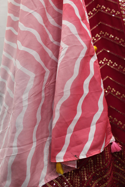 Deep Pink Color Designer Embroidered Sequince Work Lehenga Choli