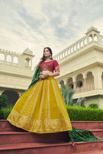 Flourecent Green Color Designer Embroidered Sequince Work Lehenga Choli - Joshindia