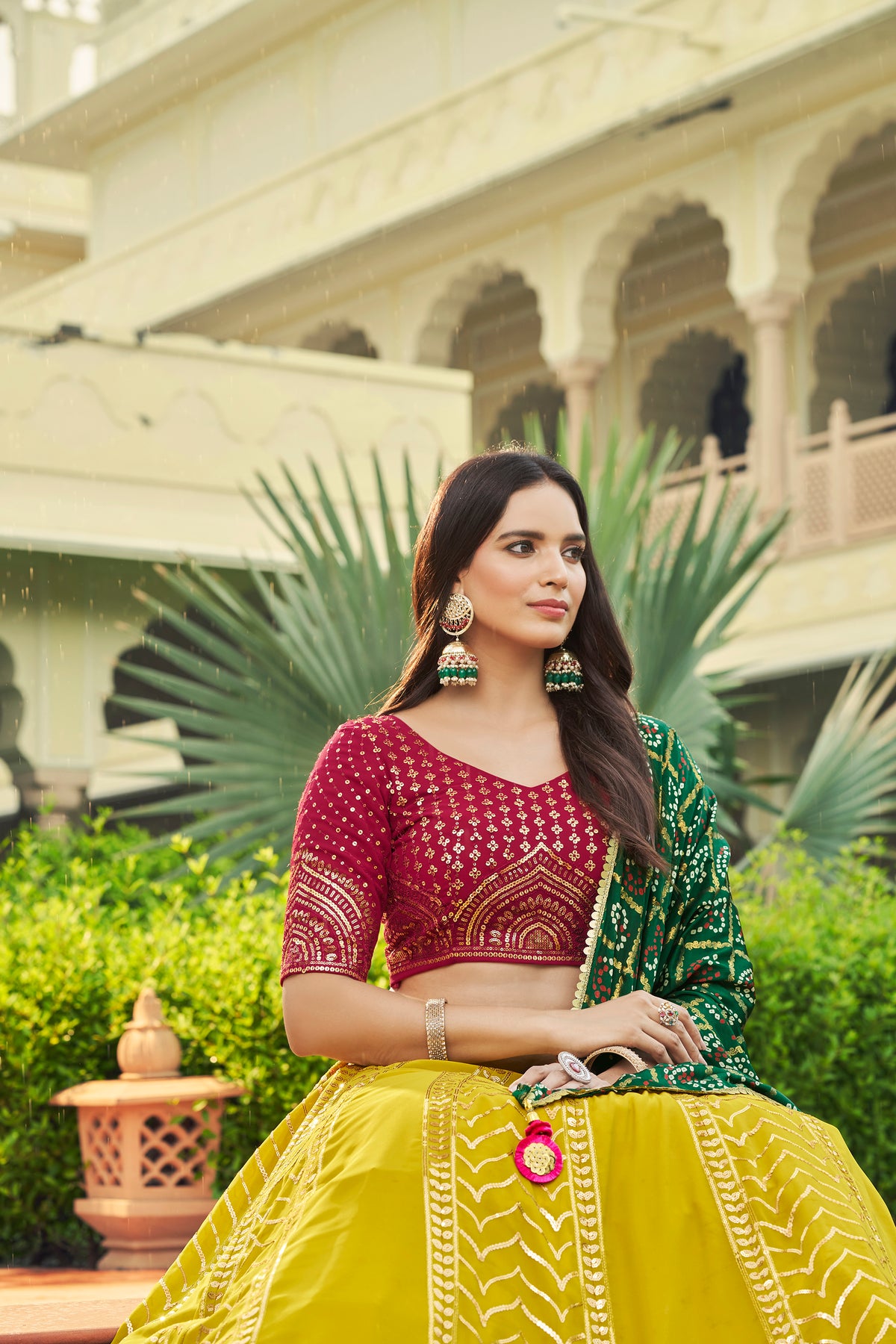Flourecent Green Color Designer Embroidered Sequince Work Lehenga Choli - Joshindia