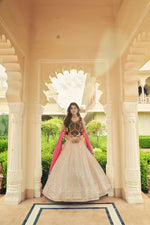 Beige Color Designer Embroidered Sequince Work Lehenga Choli - Joshindia