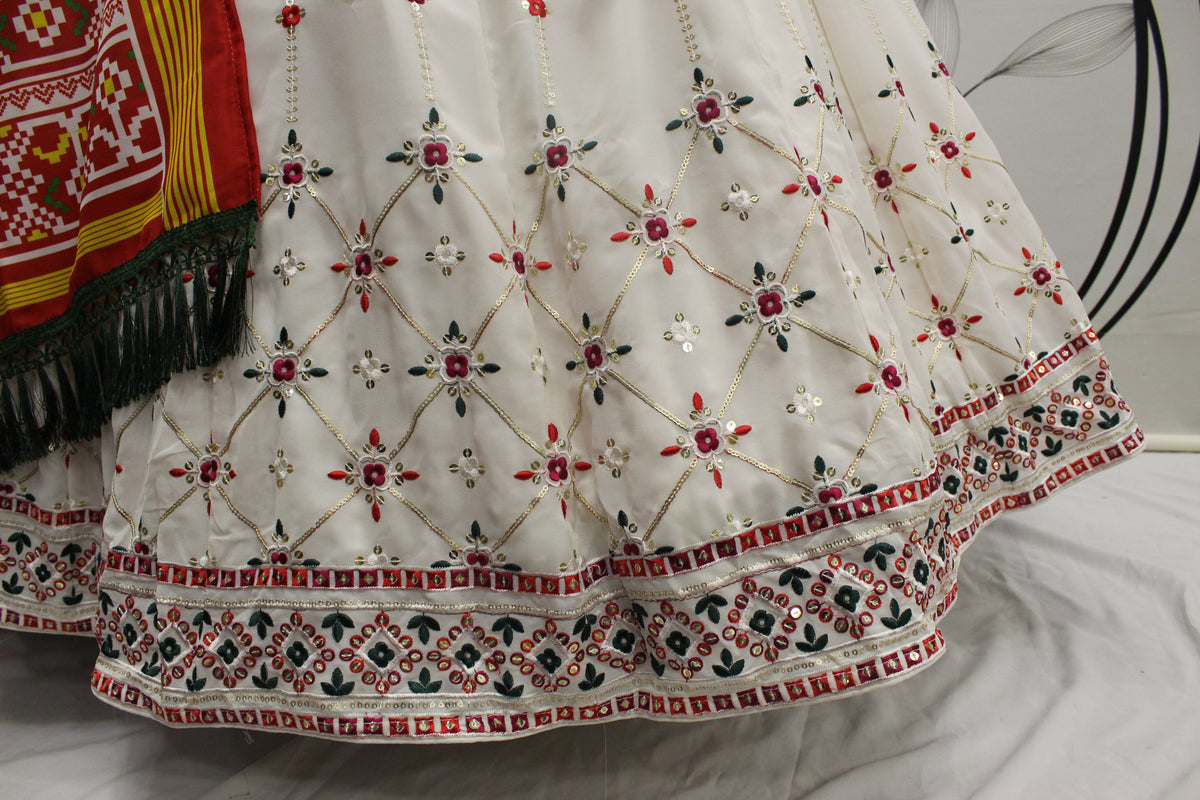 White Color Designer Embroidered Sequince Work Lehenga Choli - Joshindia