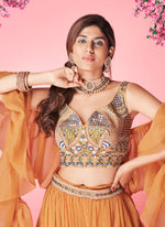 Beautiful Orange color lehenga at affordable price - Joshindia
