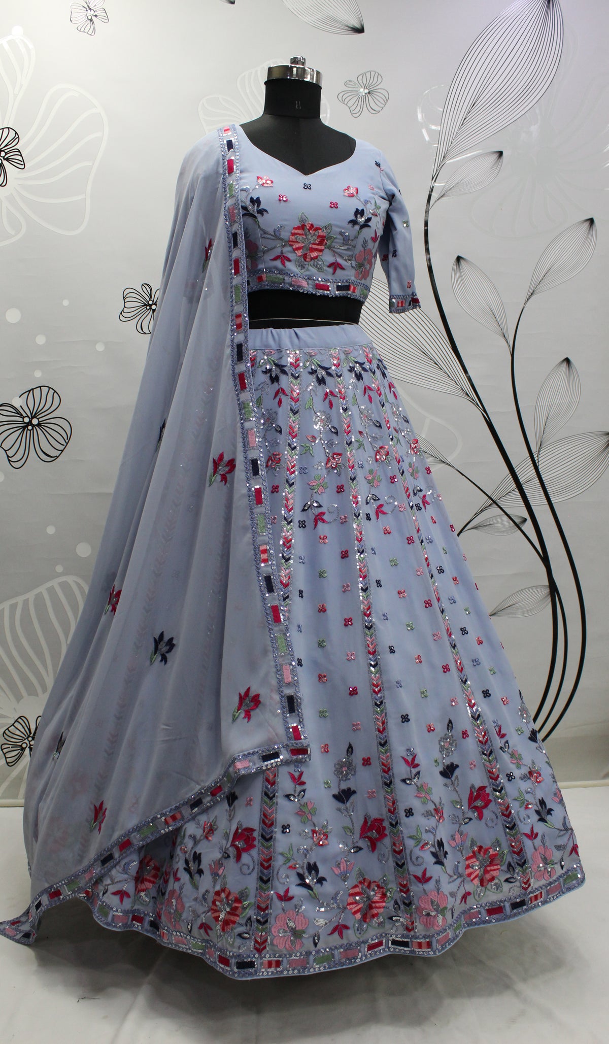 Stunning Sky Color Designer Lehenga Choli Buy Now - Joshindia