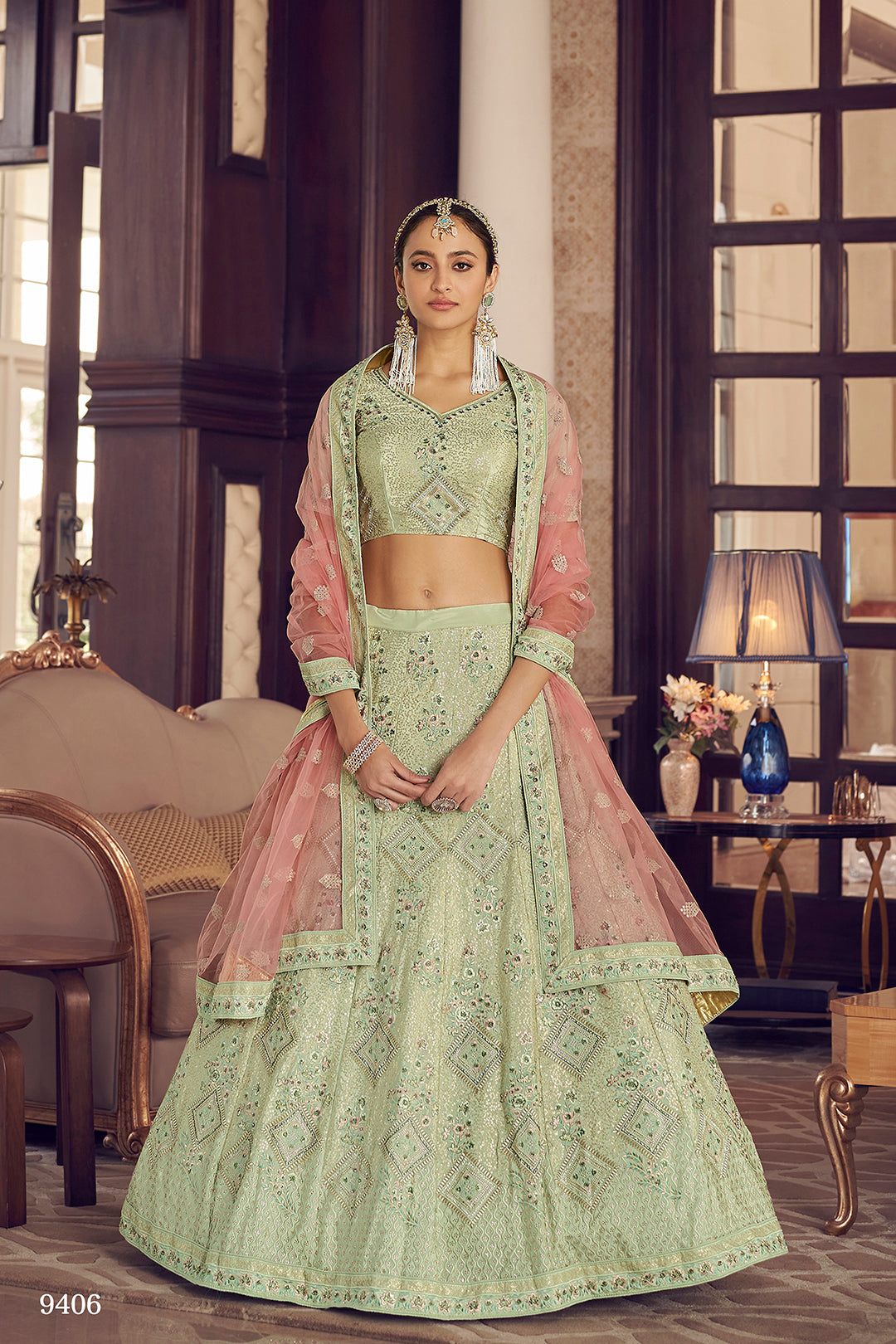Trendy Pista Green Designer Lehenga Choli Buy Now Joshindia