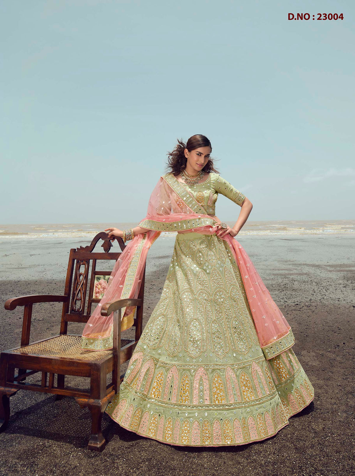 Designer Pista Green Color Lehenga Choli For Woman - Joshindia
