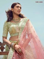 Designer Pista Green Color Lehenga Choli For Woman - Joshindia