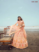 Designer Peach Color Lehenga Choli For Woman - Joshindia