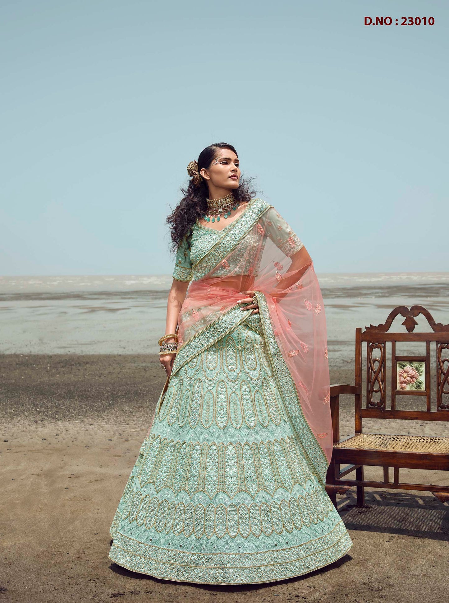 New Designer Turquoise Color Lehenga Choli For Woman