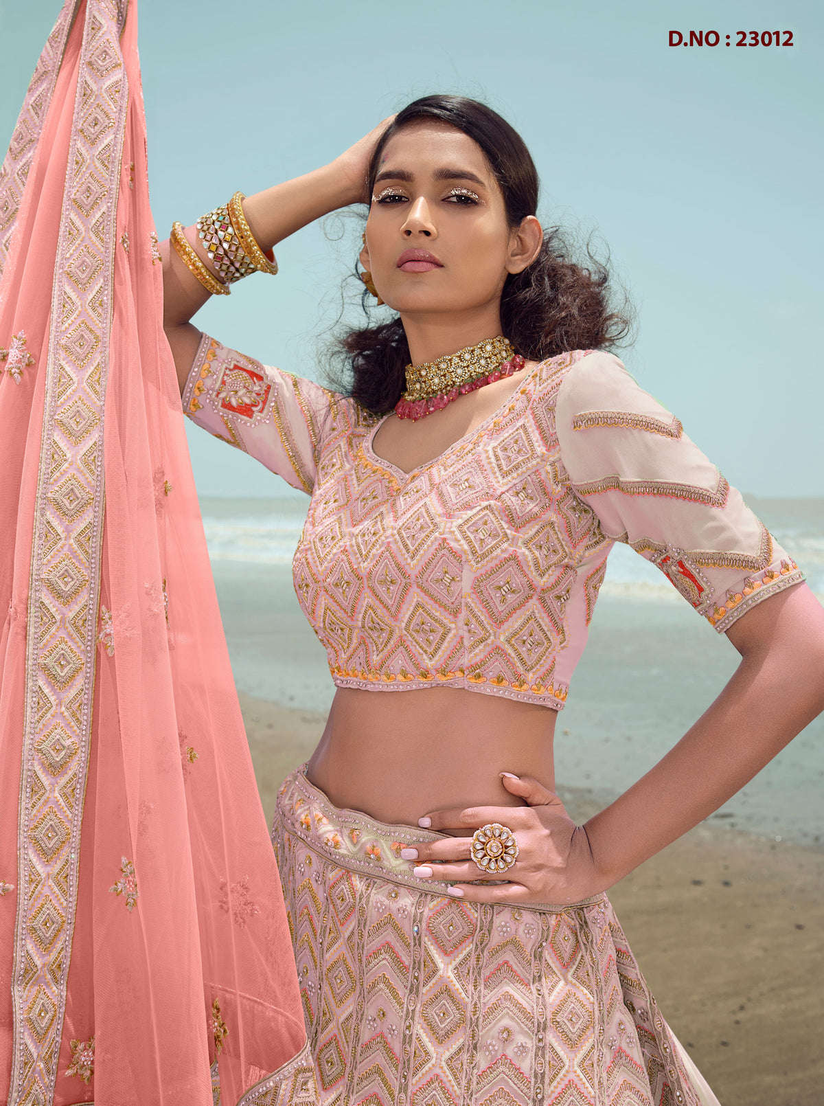 Latest Peach Color Lehenga Choli For Woman - Joshindia