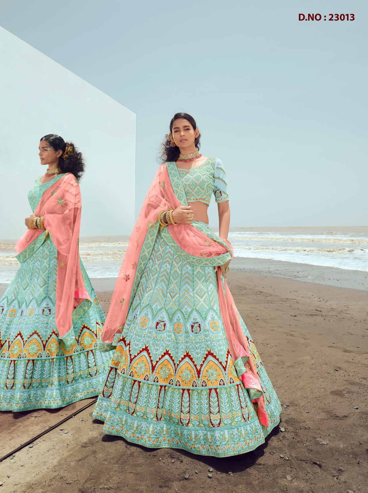 Latest Turquoise Color Lehenga Choli For Woman - Joshindia