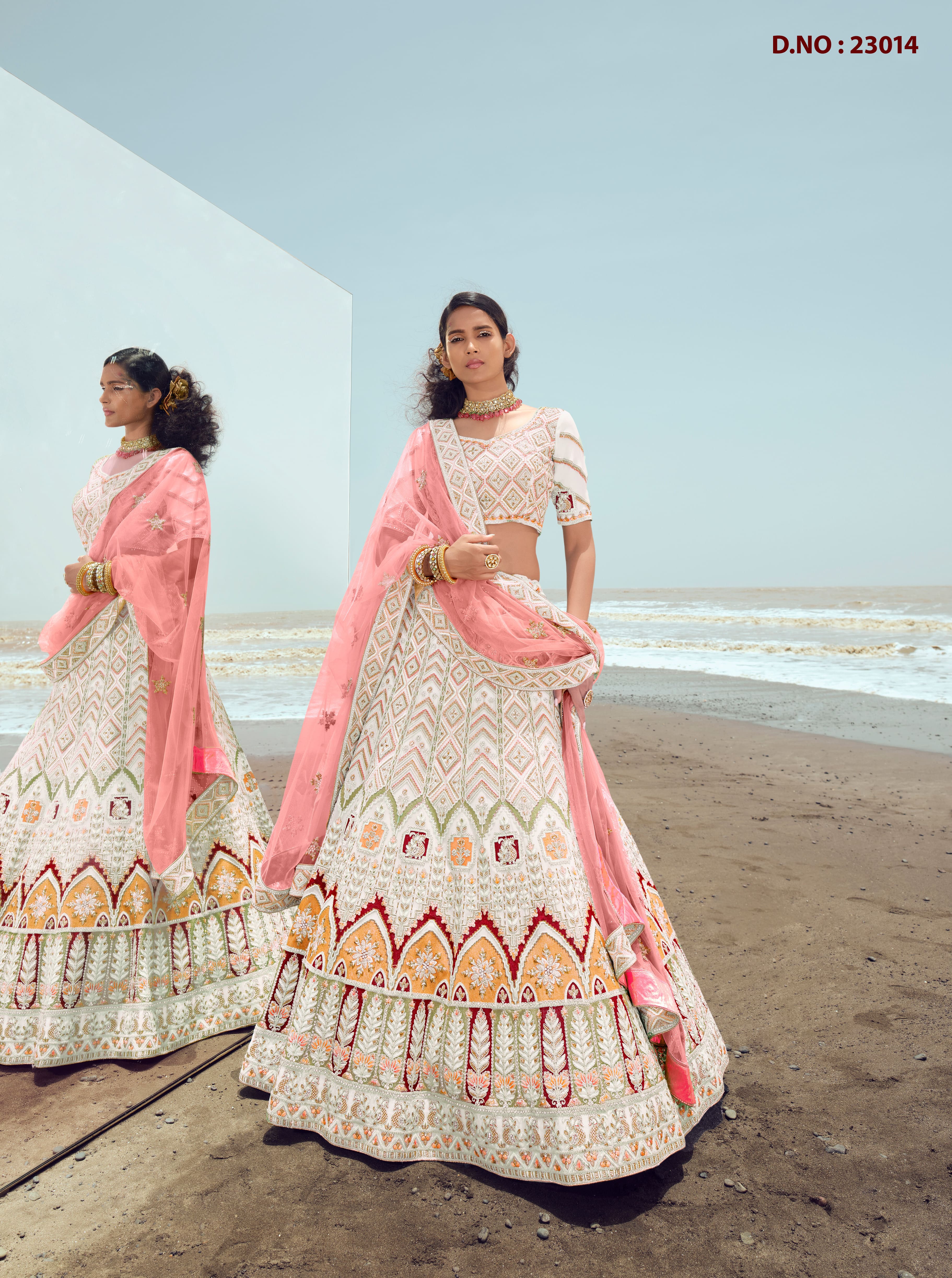 Pink sequined crop top and georgette flared lehenga with dupatta - set of  three by The Anarkali Shop | The Secret Label