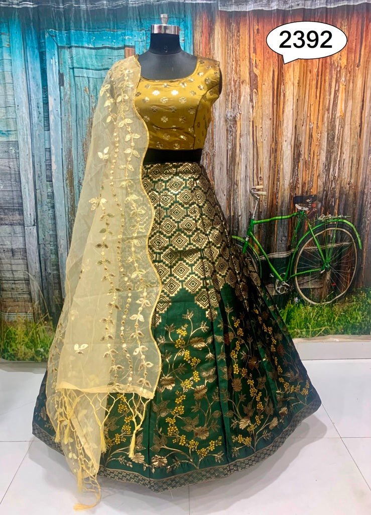 beautiful green and golden lehenga choli - Joshindia