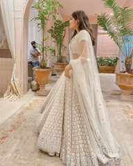 Latest White Color Mirror Work Lehenga Choli At Affordable Price - Joshindia