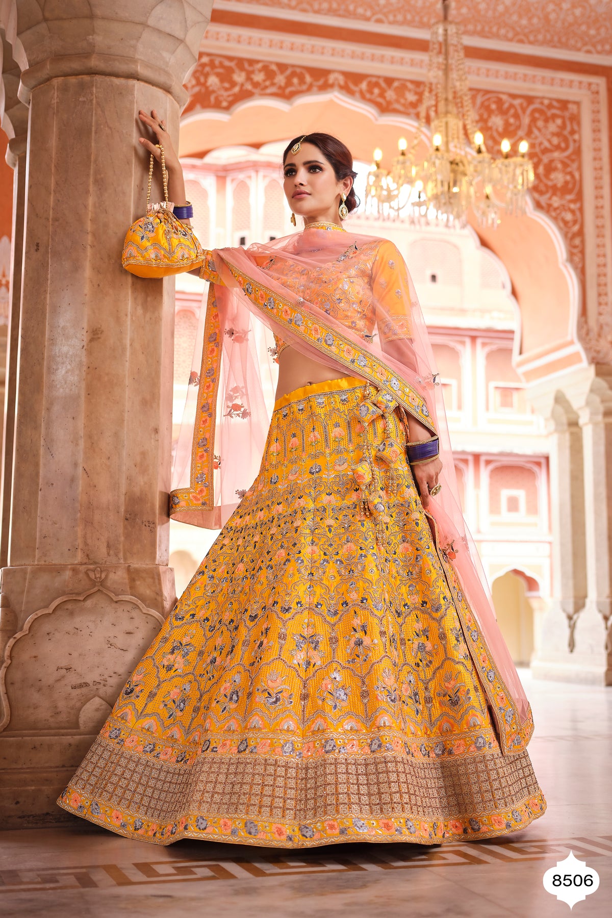 Yellow color heavy bridal lehenga for wedding function - Joshindia