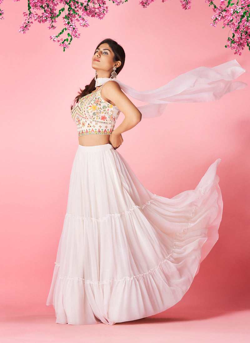 Beautiful White color lehenga at affordable price - Joshindia