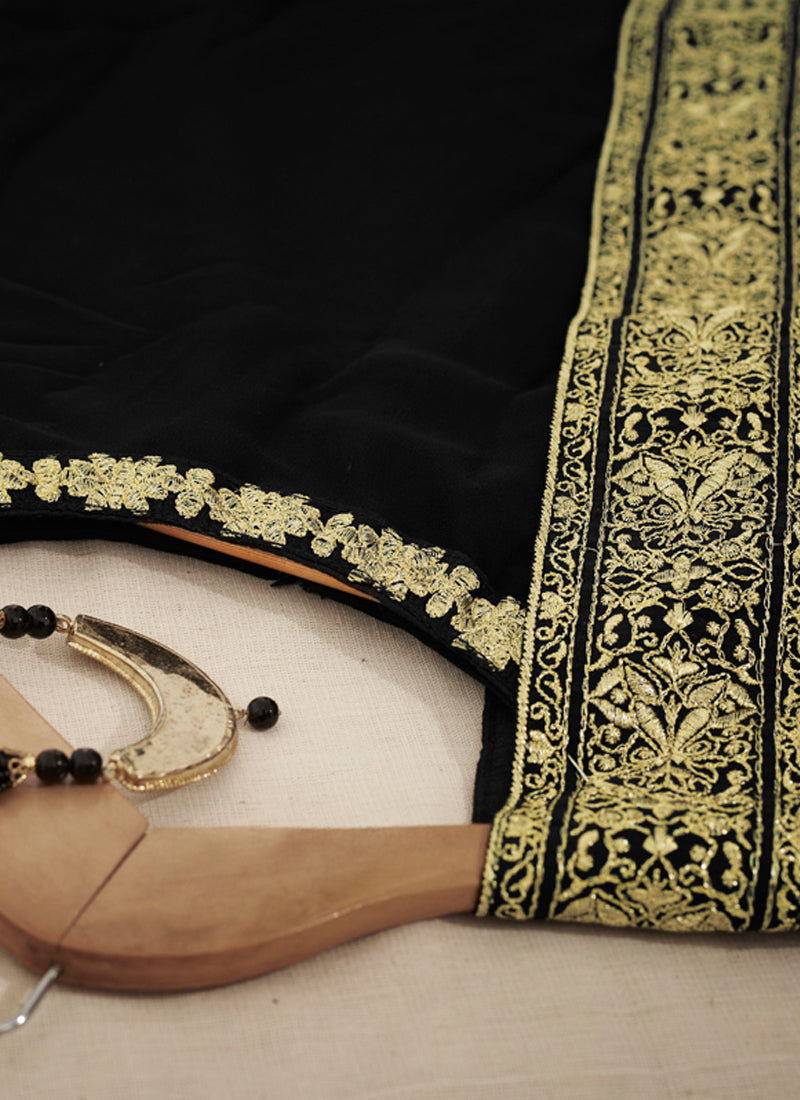 Black Color Georgette Designer Kurta Set - Joshindia