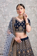 Buy navy blue color heavy designer lehenga choli online - Joshindia