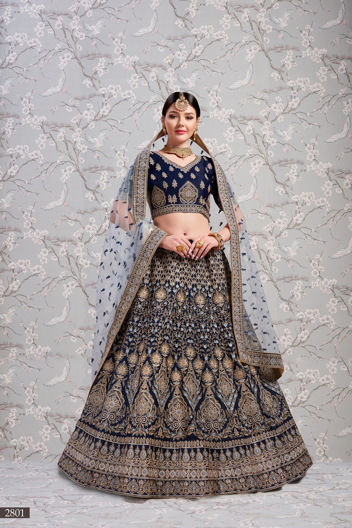 Buy navy blue color heavy designer lehenga choli online - Joshindia