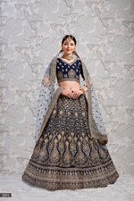 Buy navy blue color heavy designer lehenga choli online - Joshindia