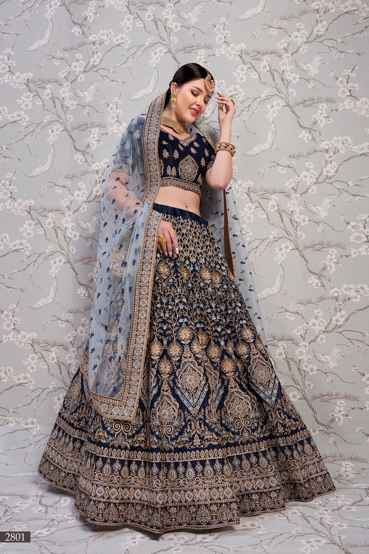 Buy navy blue color heavy designer lehenga choli online - Joshindia
