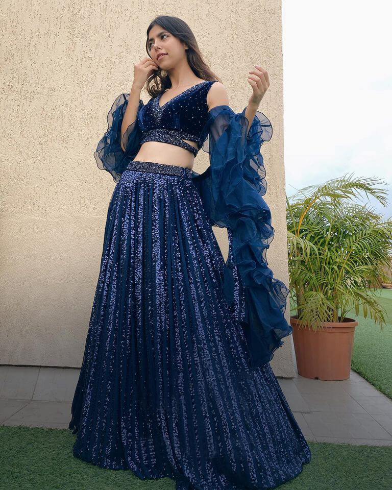 Navy Blue Color designer Lehenga Choli - Joshindia
