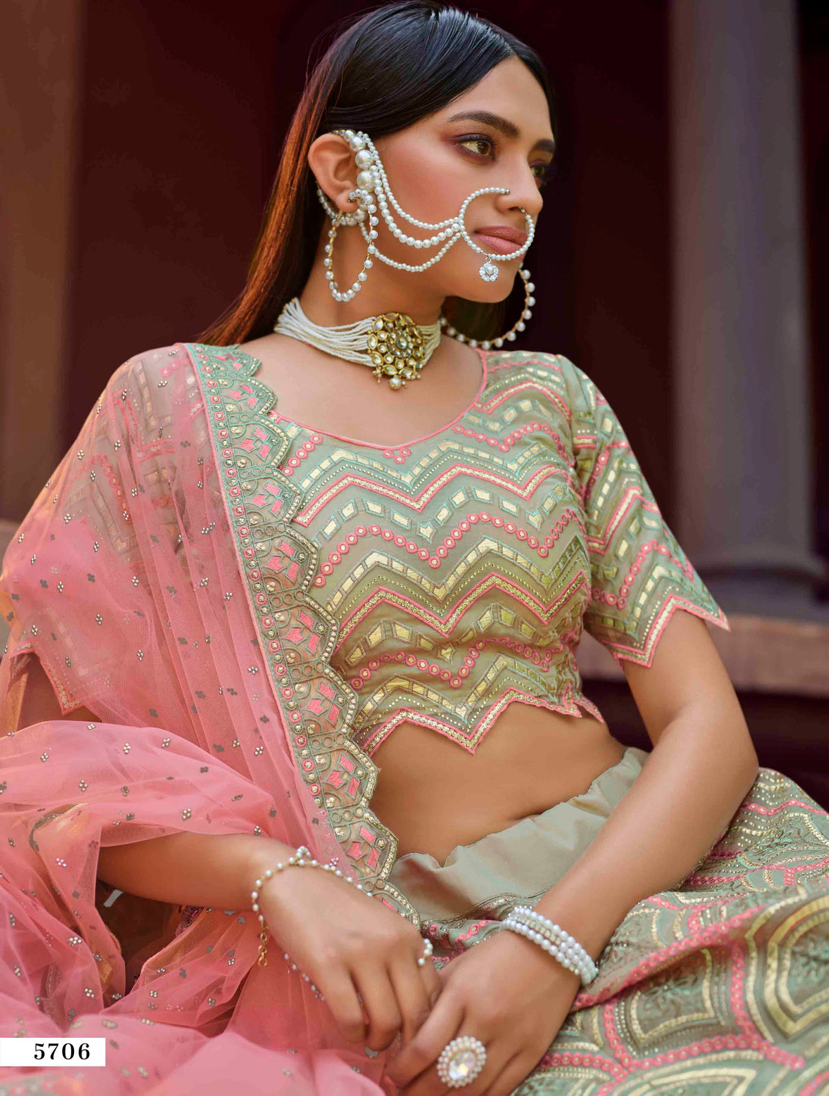 Green designer lehenga choli for wedding functions buy now - Joshindia