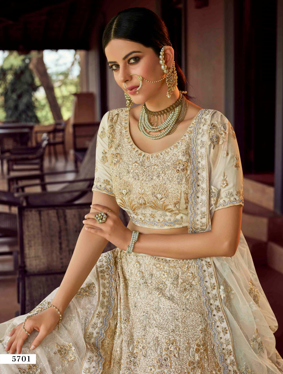 Heavy designer lehenga choli design in off white color - Joshindia