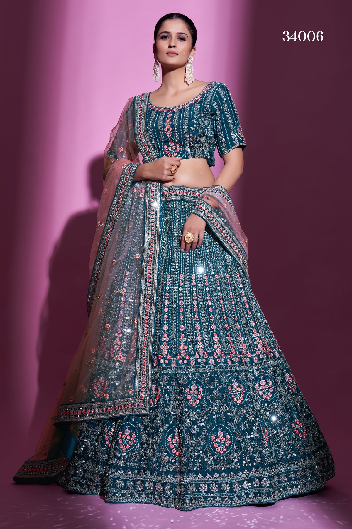 Glossy Teal Color Designer Lehenga Choli Buy Now - Joshindia