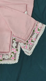 Peach color lucknowi style kurta set for stylish look