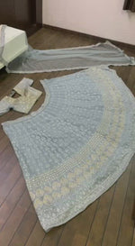 sky color Georgette designer lehenga choli