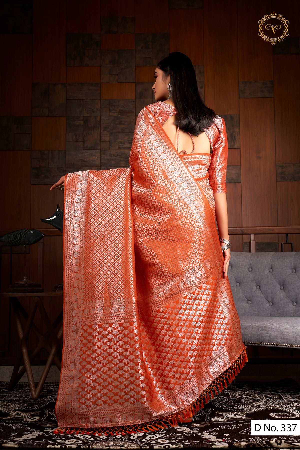 red color pure silk banarasi saree - Joshindia